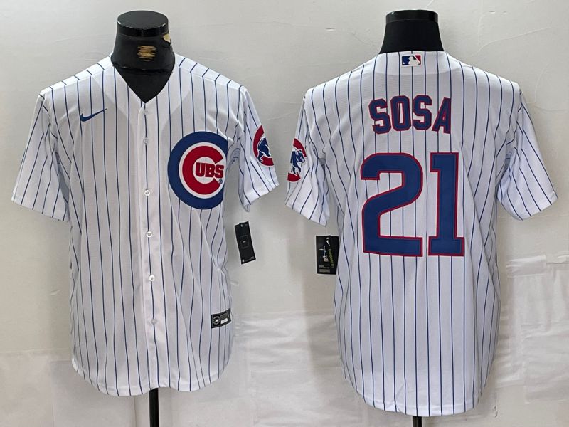 Men Chicago Cubs #21 Sosa White Stripe Game 2024 Nike MLB Jersey style 1->los angeles dodgers->MLB Jersey